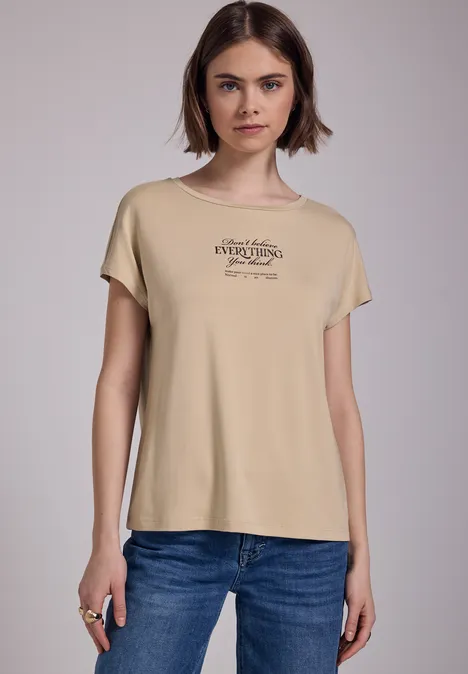 T-Shirt mit Print clove beige