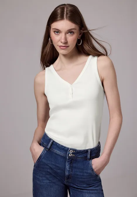 Top mit Rippstruktur off white