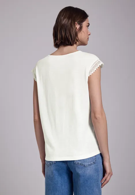 Shirt mit Häkeldetails off white