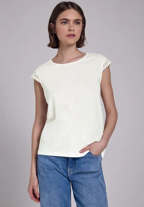 Shirt mit Häkeldetails off white