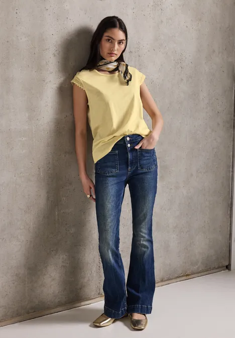 Shirt mit Häkeldetails blend yellow