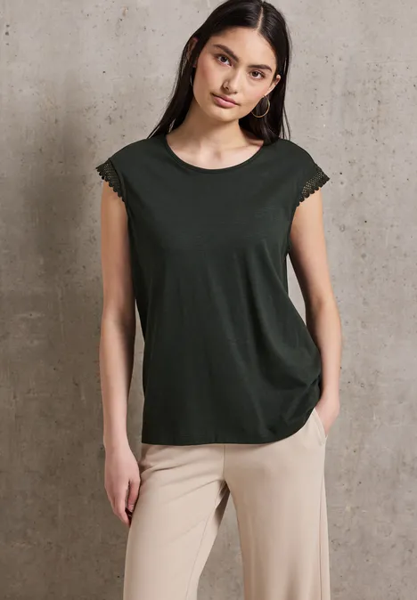 Shirt mit Häkeldetails desert pine green