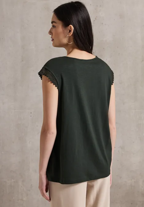 Shirt mit Häkeldetails desert pine green