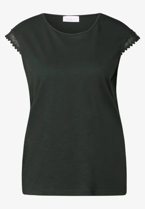 Shirt mit Häkeldetails desert pine green