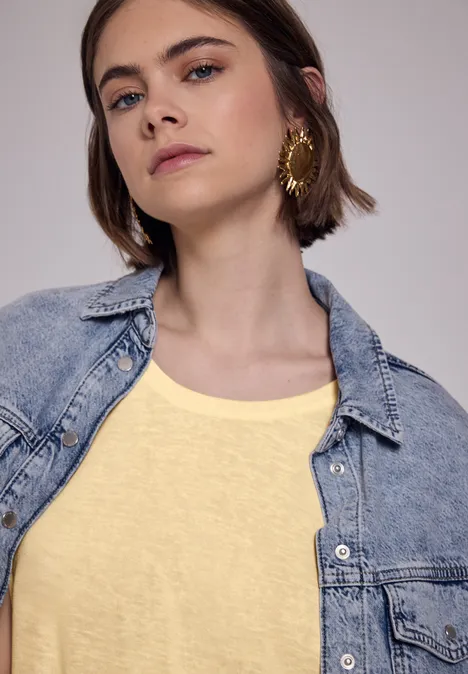 Leinen-Look Shirt blend yellow