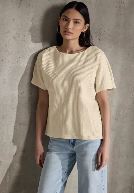 T-shirt à structure verticale mellow vanilla