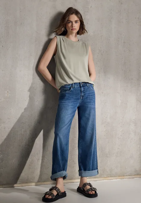 Silk-Look Top pale mud green