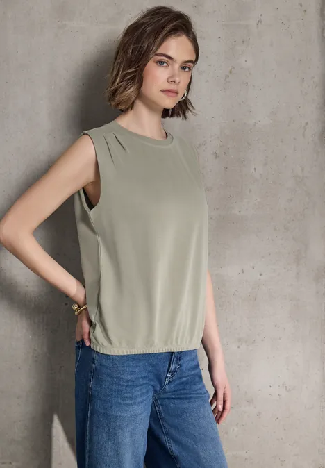 Silk-Look Top pale mud green
