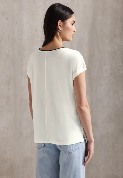 Shirt mit farbigem Kragen off white