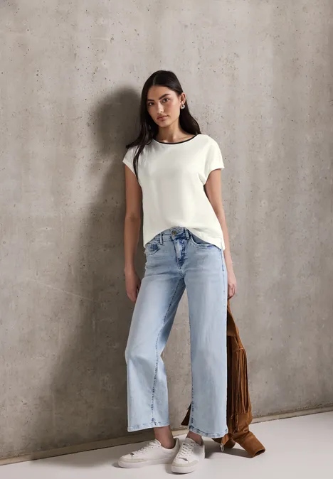 Shirt mit farbigem Kragen off white