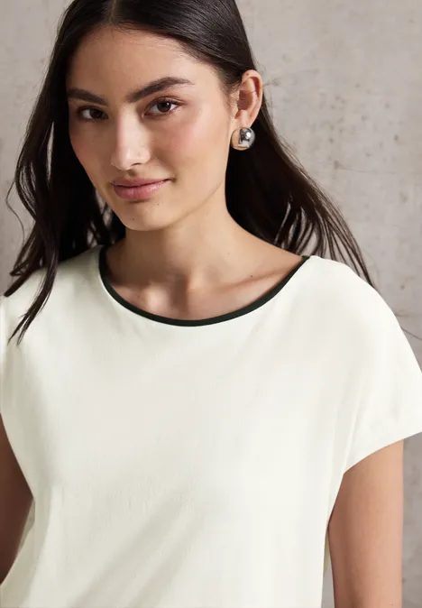 Shirt mit farbigem Kragen off white