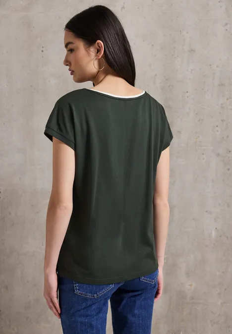 Shirt mit farbigem Kragen desert pine green