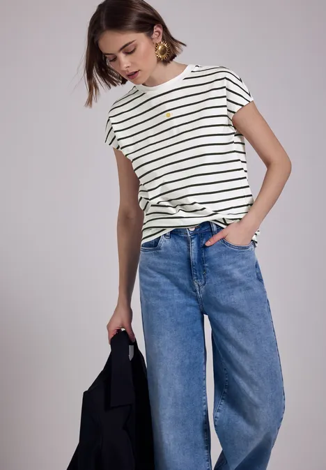 Gestreiftes Shirt off white