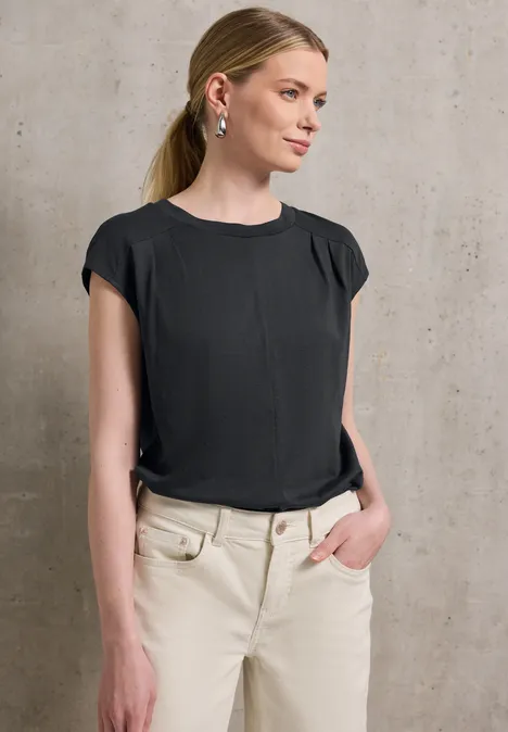 Jersey-Shirt mit Raffung bristol grey