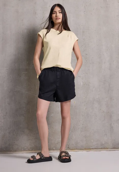 Jersey-Shirt mit Raffung velvet cream