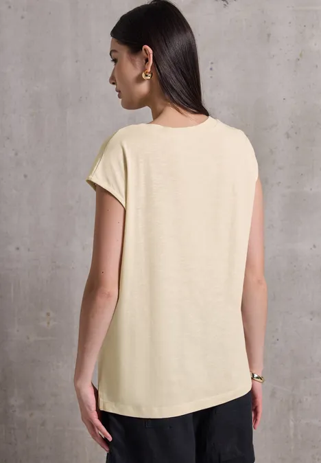 Jersey-Shirt mit Raffung velvet cream