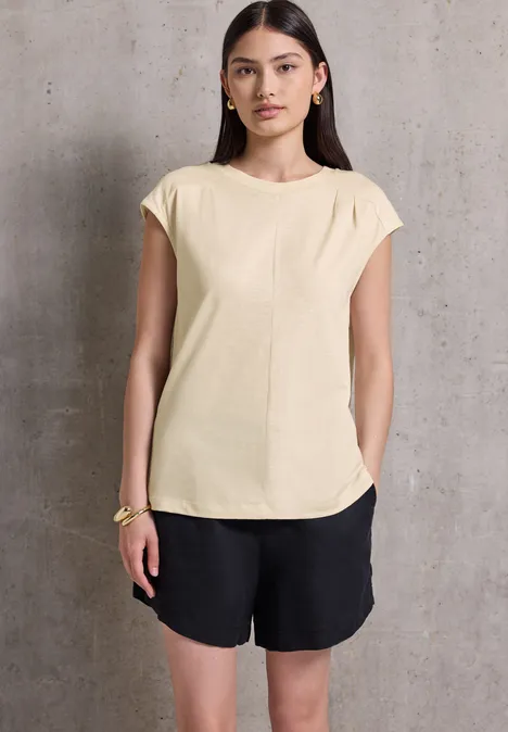 Jersey-Shirt mit Raffung velvet cream