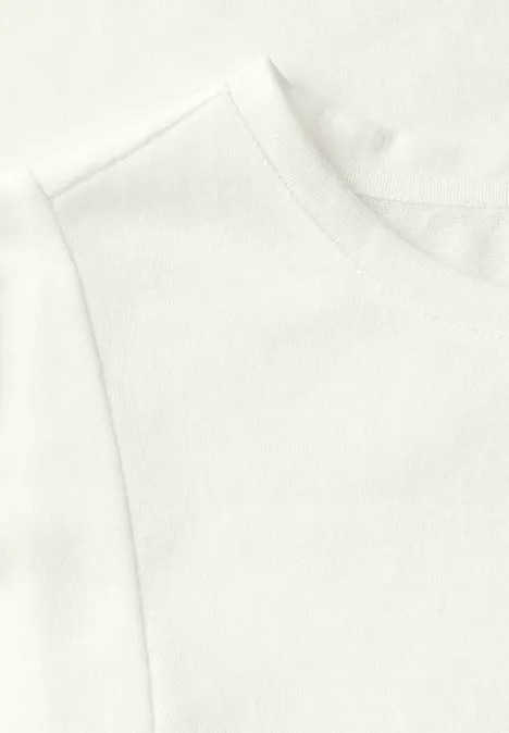 Leinen-Look Top mit Volants off white