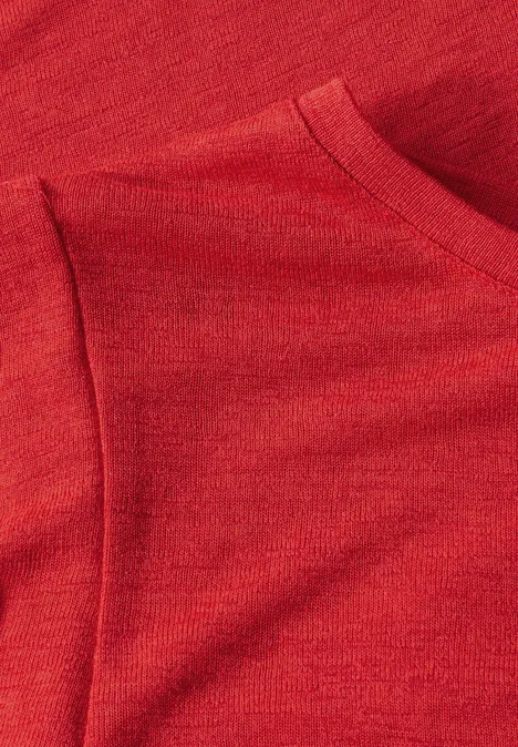 Top en lin avec volants mandarin red