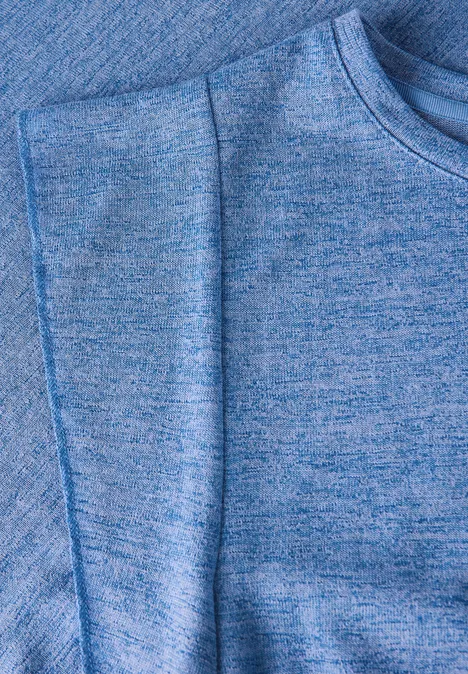 Leinen-Look Top mit Volants sunset blue