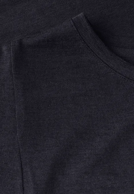 Leinen-Look Top mit Volants dark void blue