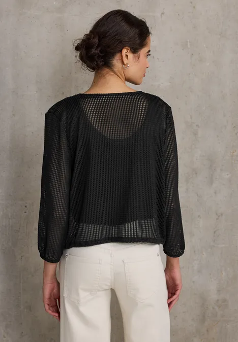 Offene Mesh-Jacke Black