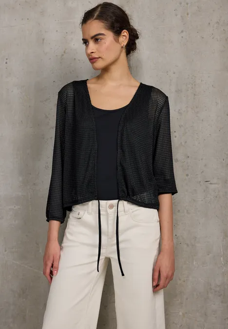 Offene Mesh-Jacke Black