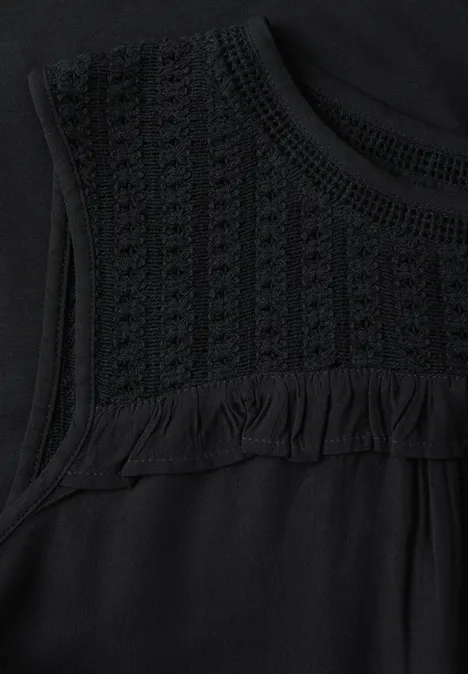 Top mit Mesh-Detail Black