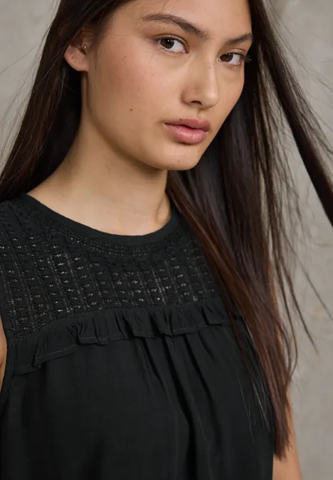 Top mit Mesh-Detail Black