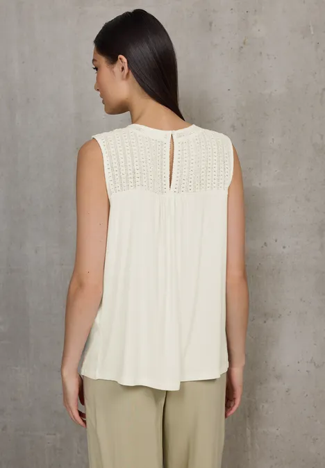 Top mit Mesh-Detail off white