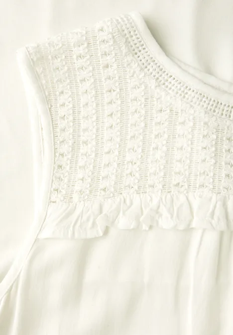 Top mit Mesh-Detail off white