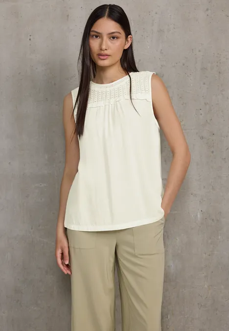 Top mit Mesh-Detail off white