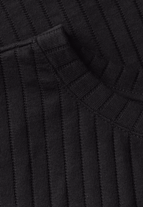 Shirt mit Rippstruktur Black