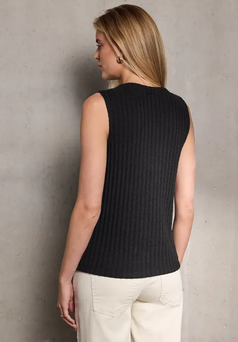 Top mit Rippstruktur Black