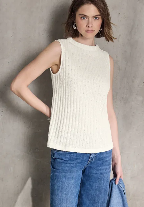 Top mit Rippstruktur off white