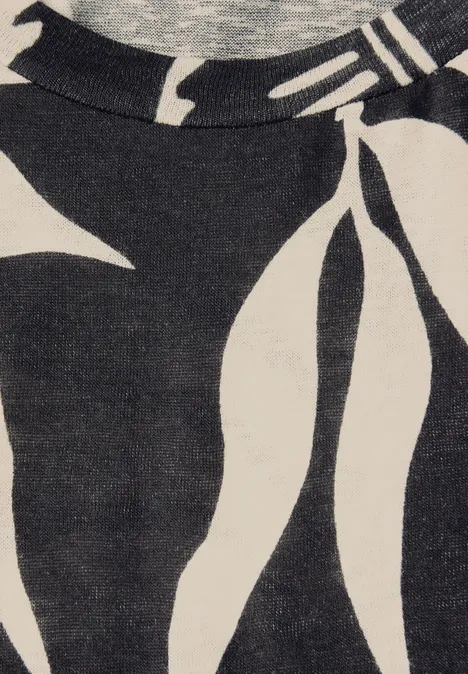 Bedrucktes Leinen-Look Shirt Black