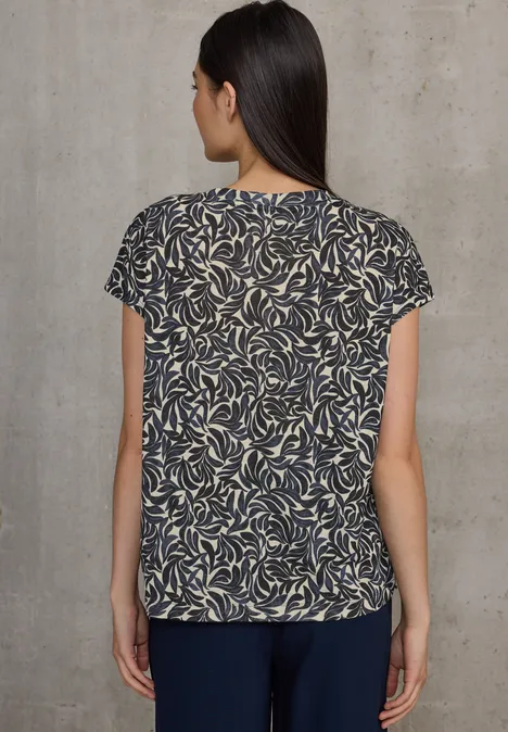 Bedrucktes Leinen-Look Shirt light sunstone beige