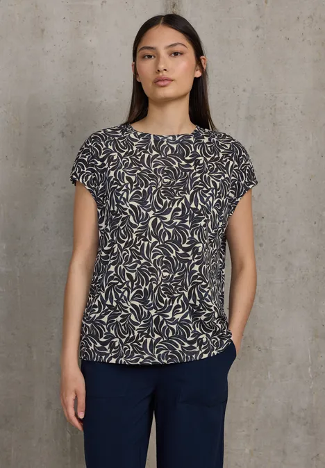 Bedrucktes Leinen-Look Shirt light sunstone beige
