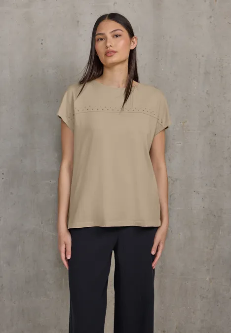 Shirt mit Schmucksteinen sandshell beige