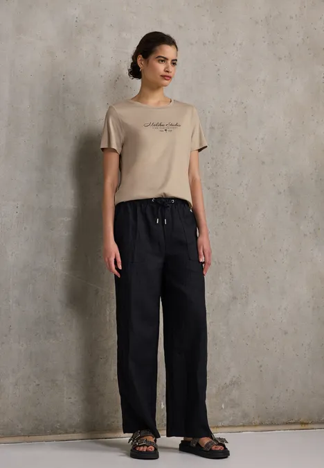 Shirt mit Folienwording sandshell beige