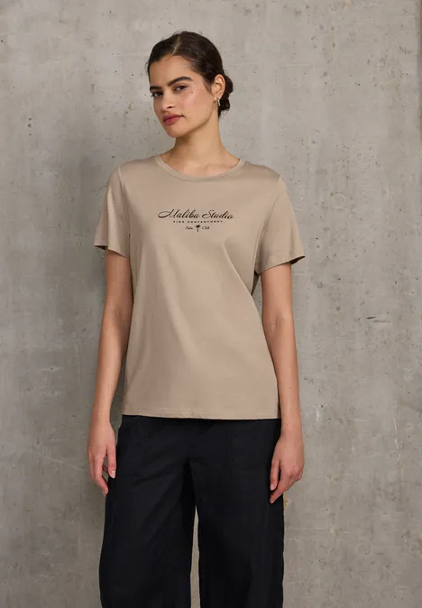Shirt mit Folienwording sandshell beige