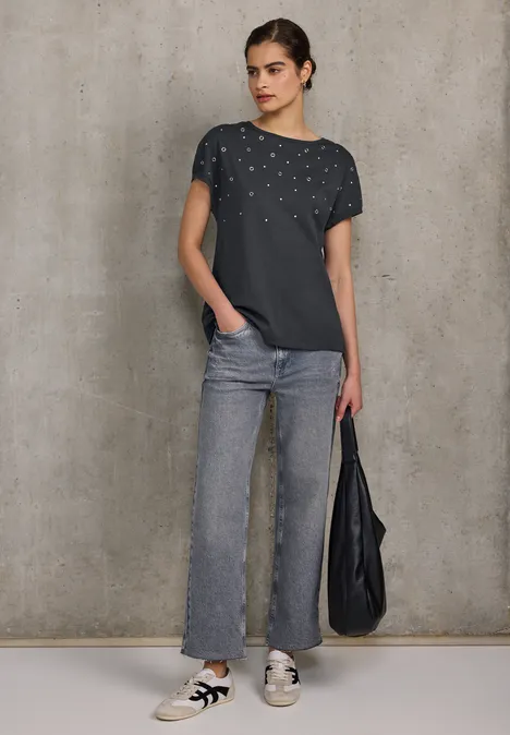 Shirt mit Nieten Artwork bristol grey