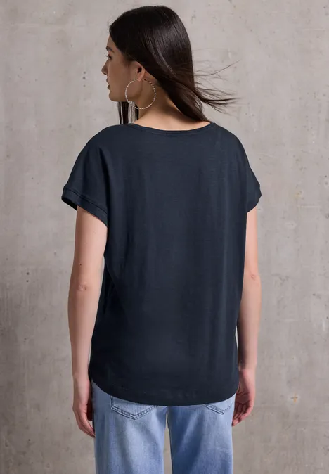 Basic V-Neck Shirt deep blue