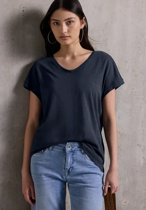 Basic V-Neck Shirt deep blue