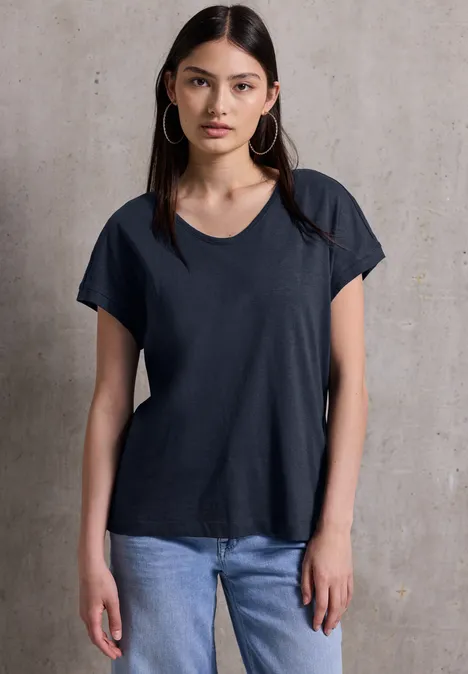 Basic V-Neck Shirt deep blue