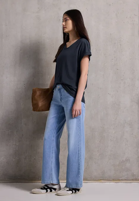 Basic V-Neck Shirt deep blue