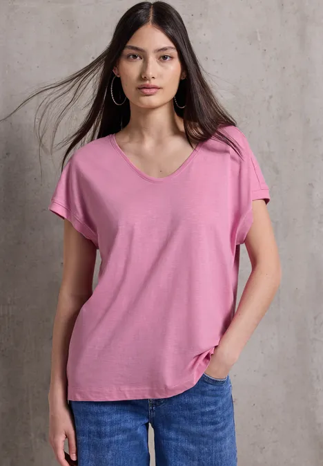 Basic V-Neck Shirt intense rose