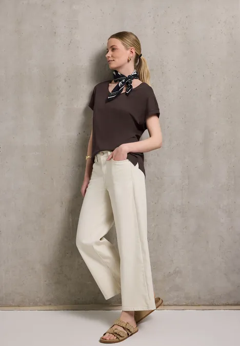 Basic V-Neck Shirt plummy brown