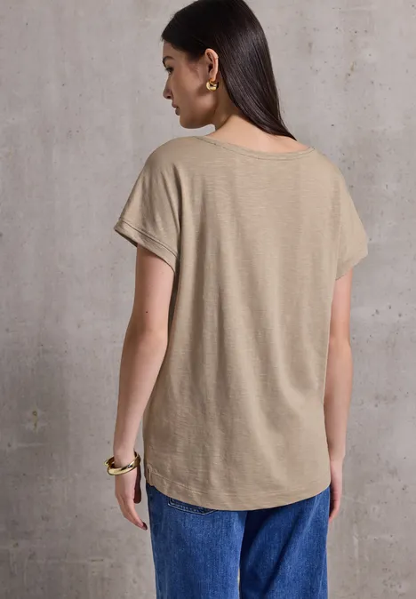 Basic V-Neck Shirt sandshell beige