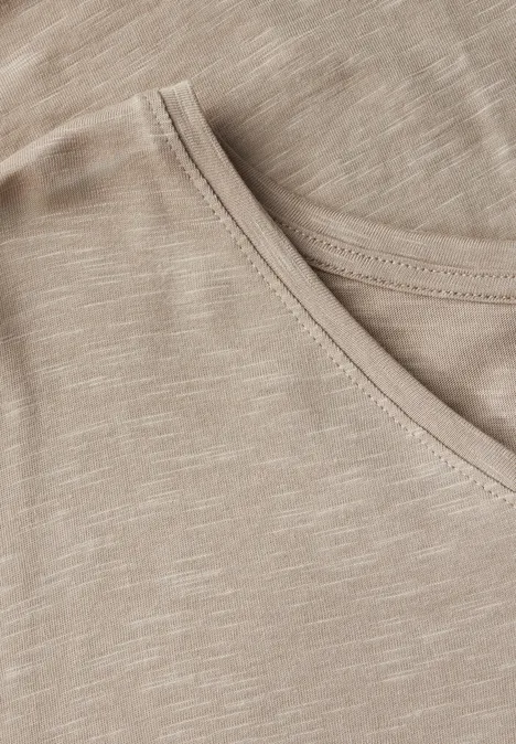 Basic V-Neck Shirt sandshell beige